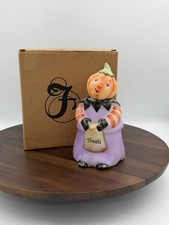 Fenton Art Glass Hand Painted Pumpkin Head Treats Halloween Figurine SIGNED picture