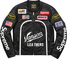 Sup reme®/ Van son Leathers® Star Leather Jacket Cowhide Fashion Motorbike Racer picture