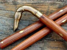 Brass Designer Victorian Handle Wooden Walking Cane – Vintage Antique Style 36