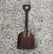 Antique Primitive Miniature Shovel Spade Tool Brown Metal Small Up to 14 in picture