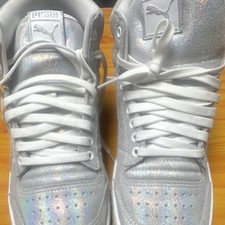 PUMA Ralph Sampson Mid 'Glitz Glam' Sneakers Featuring Sparkly Grey Women's 9.5 picture