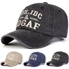 Vintage Washed Cotton Baseball Cap IDK IDC IDGAF Embroidered Adjustable Dad Hat picture