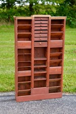 Antique Apothecary Cabinet Schoolhouse Wood Cubby Drawer Slot Whisky Crate Vtg picture