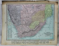 CRAM'S ATLAS MAP PAGE COLONIAL SOUTHERN AFRICA AUSTRALIA & OCEANIA 1899 VINTAGE picture