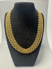 Napier Gold Tone Woven Multi Row Collar Necklace 16” 57.4g Vintage Signed picture