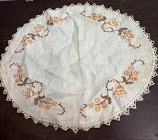 Hand Embroidered Doily Vintage 14”x11” picture