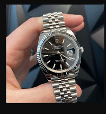 Rolex Datejust Automatic Black Dial Fluted Bezel Date Silver Bracelet Box picture