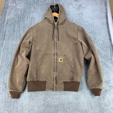 Vintage Carhartt Jacket Mens LT Large Tall Brown Hooded Canvas J06 CHT 90s Faded picture