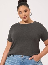 Torrid Plus 2X Perfect Tee Super Soft Short Sleeve Crew Neck Charcoal Grey NWT picture