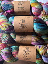 6 of Yarn Bee Authentic Hand Dyed 100% Superwash Merino Sock Yarn Lot Hanks picture