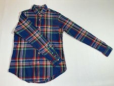 VTG Ralph Lauren Men's Medium Custom Fit Oxford Plaid Dress Shirt Blue picture
