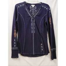 Sundance Thermal Henley Size Medium Embroidery Blue Orange picture