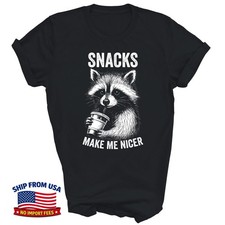 Snacks Make Me Nicer Raccoon Animal Gift Unisex T-Shirt picture