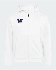 Adidas Washington Huskies ZNE Full-Zip Hoodie M White MSRP $120 UW NEW picture