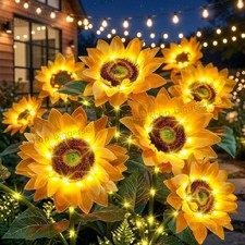 Solar Flowers Outdoor Waterproof: 3 Pack 9 Silk Sunflower Solar Lights with 800M picture