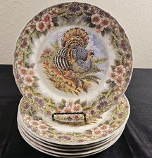 Churchill Myott Thanksgiving Turkey Set of 6 Dinner Plates 10” EXCELLENT COND picture