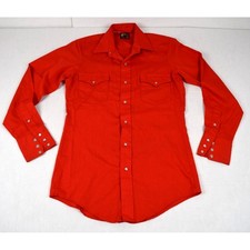 Vintage 70s Pearl Snap Western Shirt Open Range Size S/M Orange Red Lightweight picture