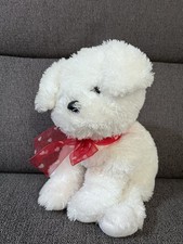 TY Classic 2008 Sweetpea Plush White Dog W/ Red Heart Ribbon Bow 10” picture