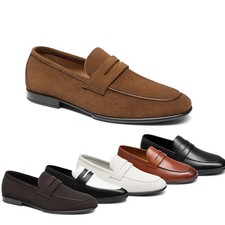 Men’s Classic Leather Penny Loafers Lightweight Slip-On Dress Shoes 8-13 Size picture
