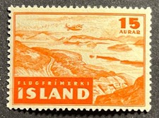 Travelstamps: 1947 Iceland Stamps Scott #C21 - 15 Aurar Air Mail - Mint MNH OG picture