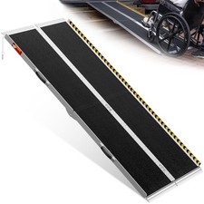 VNN Portable Wheelchair Ramp 7FT, Non-Slip Aluminum Folding Handicap Ramp - NEW picture