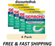 Sea Bond Denture Adhesive Seals Lowers Fresh Mint Zinc Free 30 Ct 4 Pack picture