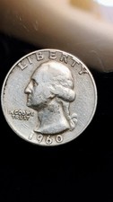 1960 one of a kind quarter,  no mint mark compromised material on back picture