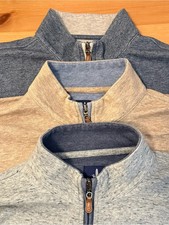 LOT - 3 Johnnie-O Quarter-Zip Sweaters in Light Blue, Heather Gray, and Navy picture