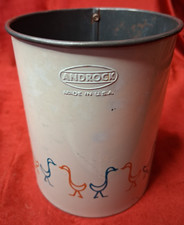 Vintage Androck Flour Sifter Blue Orange Geese Country Kitchen Tin Hand Crank picture
