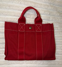 HERMÈS Fourre-Tout Red Canvas Tote Bag Made in France picture