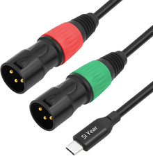 USB C to Dual XLR Male Audio Cable, Type C to 2 XLR Male Adapter Stereo Power Am picture