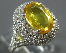 ESTATE 2.37CT DIAMOND & AAA YELLOW SAPPHIRE 14KT WHITE GOLD HALO ENGAGEMENT RING picture
