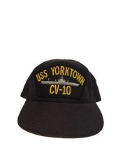 Vintage USS YORKTOWN CV-10 Patch Navy Blue Snapback Hat picture