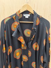 We-Be-Bop Womens Abstract Art Pop Button-Up Long Sleeve One Size Rayon Textured picture