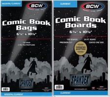 100  BCW 2-Mil Current Modern Poly Bags & Comic Boards Acid Free Combo Set 100ea picture