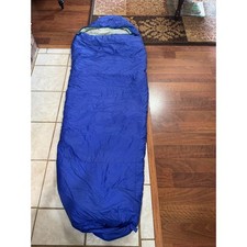 Vintage LL Bean Mummy Sleeping Bag Blue Teal Hooded Camping Backpacking Retro picture