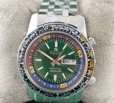 Vintage Ricoh World Time GMT Automatic Day/Date Recently Service Men's Watch picture