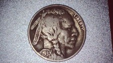 Rare VF 1937 F Buffalo Nickel (No Mint Mark) *Rare Collector's Item* picture