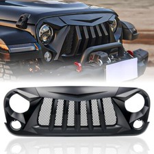 Xprite Black Front Grill Grid Grille w/Mesh for 2007-2018 Jeep Wrangler JK JKU picture
