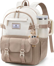 Teen Girls School Backpack 15.6 Inch Laptop Bookbag Khaki Beige 34L Travel Bag picture