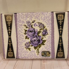 Vintage 5 Piece Towel Set Jay Originals Purple Roses NOS MCM New Beautiful  picture