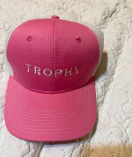 Port Authority TROPHY Pink/White Mesh Back Trucker Hat Cap Unisex Adults L picture