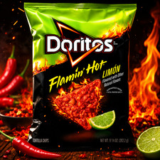 Doritos Flamin' Hot Limon Tortilla Chips Spicy Chili Lime 9.25 oz Bag picture