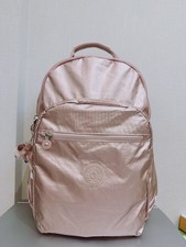 NWT Kipling Seoul vintage laptop Large Backpack in Metallic PINK zipper 45cm picture