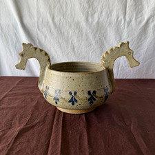 Tokheim Stoneware Two Horse Head Ale Bowl 1994 picture