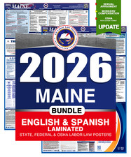 2026 Maine ME LABOR LAW POSTER (Federal & State) Bundle Laminated picture