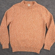 J Crew Marled Cotton Crewneck Sweater Mens M Orange Fisherman Heavyweight Preppy picture