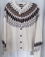 NWT NEW FALL TALBOTS SZ LARGE FAIR ISLE BUTTON FRONT CARDIGAN SWEATER $119.00 picture
