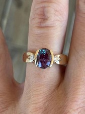 2.85 Ct Oval Cut Natural Alexandrite  & Diamond Wedding Ring 14K  Yellow Gold picture