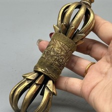 Nepalese Copper Nine-Prong Vajra Large Tibetan Ritual Item Handcrafted Amulet picture